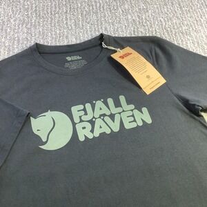 Fjallraven Logo T-shirt Mens Black Organic Cotton Blend Tee Size XS NWT